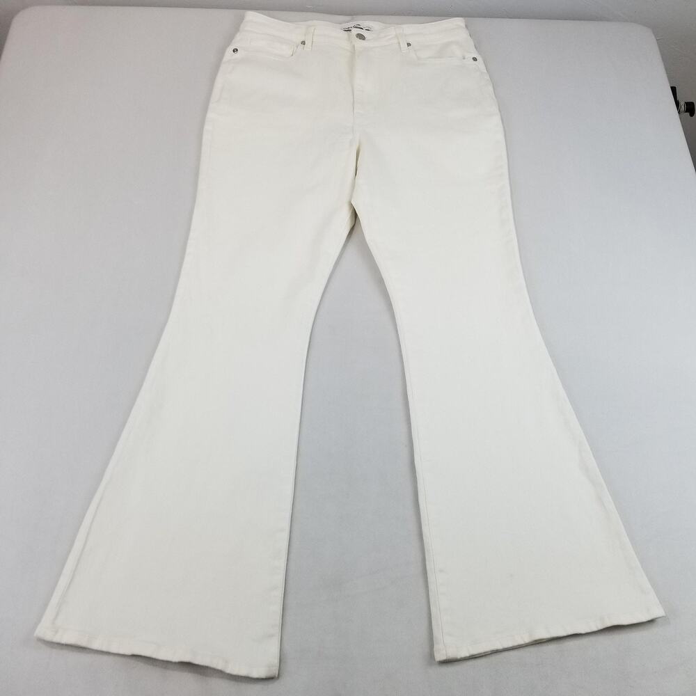 Elizabeth And James Jeans Womens 14 White High Rise Flare Stretch Denim Casual